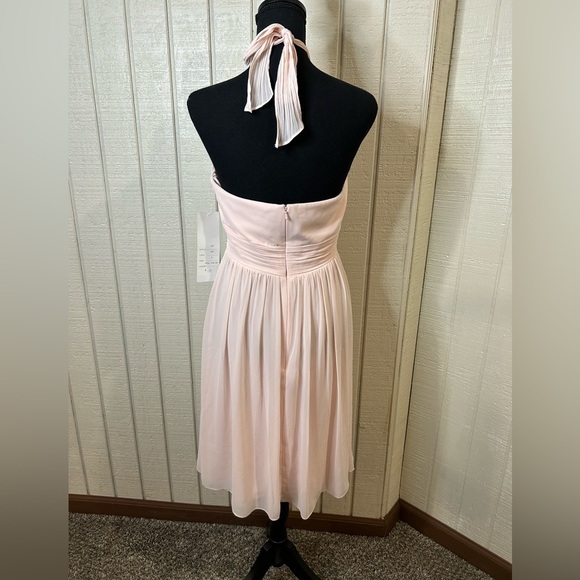 #Levkoff Chiffon Halter A-Line bridesmaid dress in Petal Pink, size 8. - Picture 4 of 7